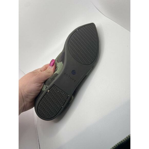 Rothy's The Point Olive Camoflauge Shoes 7 Green Ballet Flats Women's Authentic - Picture 6 of 9